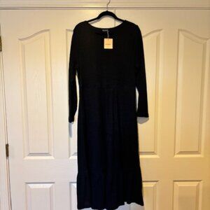 BloomChic Solid Pocket Rib Knit Ruffle Hem Dress 14-16/1X